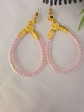 Budha All Weathers Beads Womens Earrings . Color Baby Pink.  (Not Budhagirls)